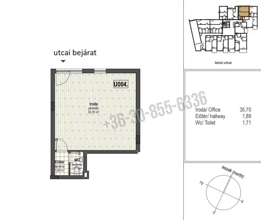 eladó újszerű iroda földszinti, utcai, Budapest, IX. kerület