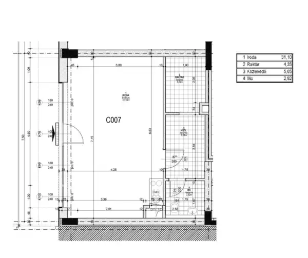 Eladó újszerű iroda földszinti, utcai, Budapest, IX. kerület 1 szoba 43 m² 54.12 M Ft